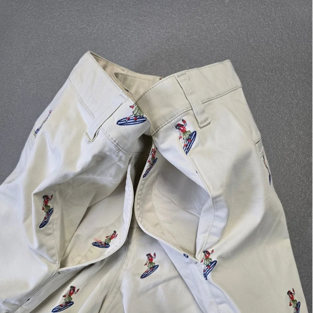 Tommy Bahama Mens 42 Shorts Surfboard Embroidered Beige Casual Chino - Picture 5 of 15